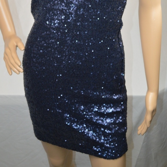 Backstage Navy Sequin Formal Beaded Cocktail Dress XS - Picture 2 of 3